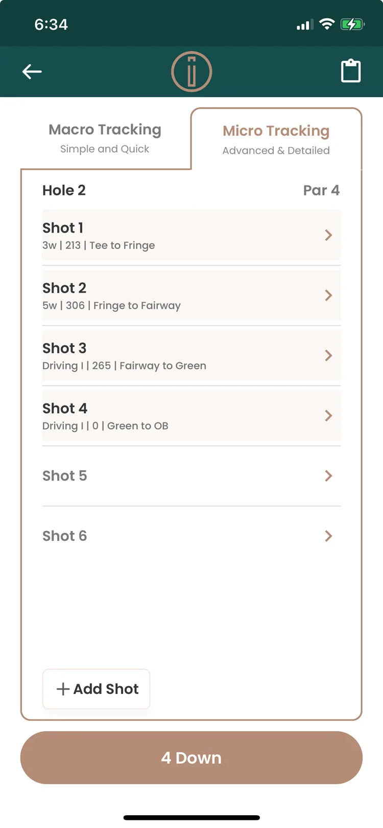 Shot-by-shot tracking with club and distance